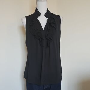 WHBM Elegant Black Ruffled Women's Top